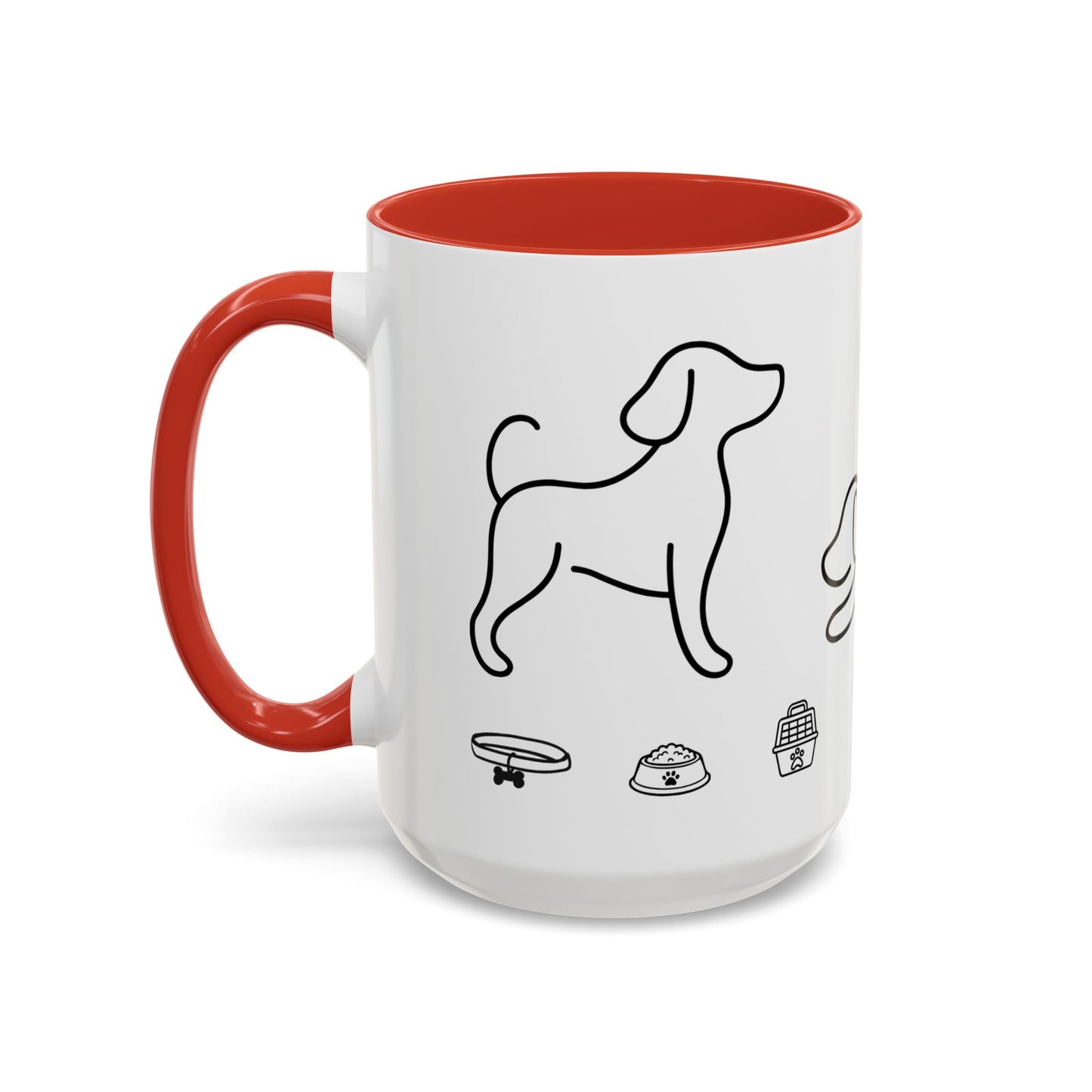 Dog Line Art Accent Coffee Mug — Minimal Paw & Pet Icons (11/15oz)