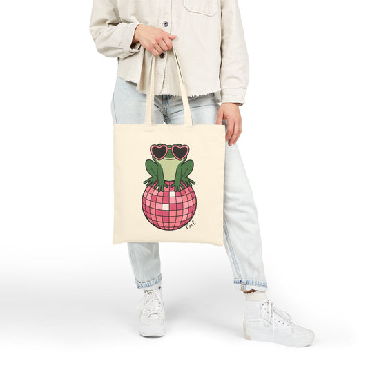 Disco Frog Canvas Tote