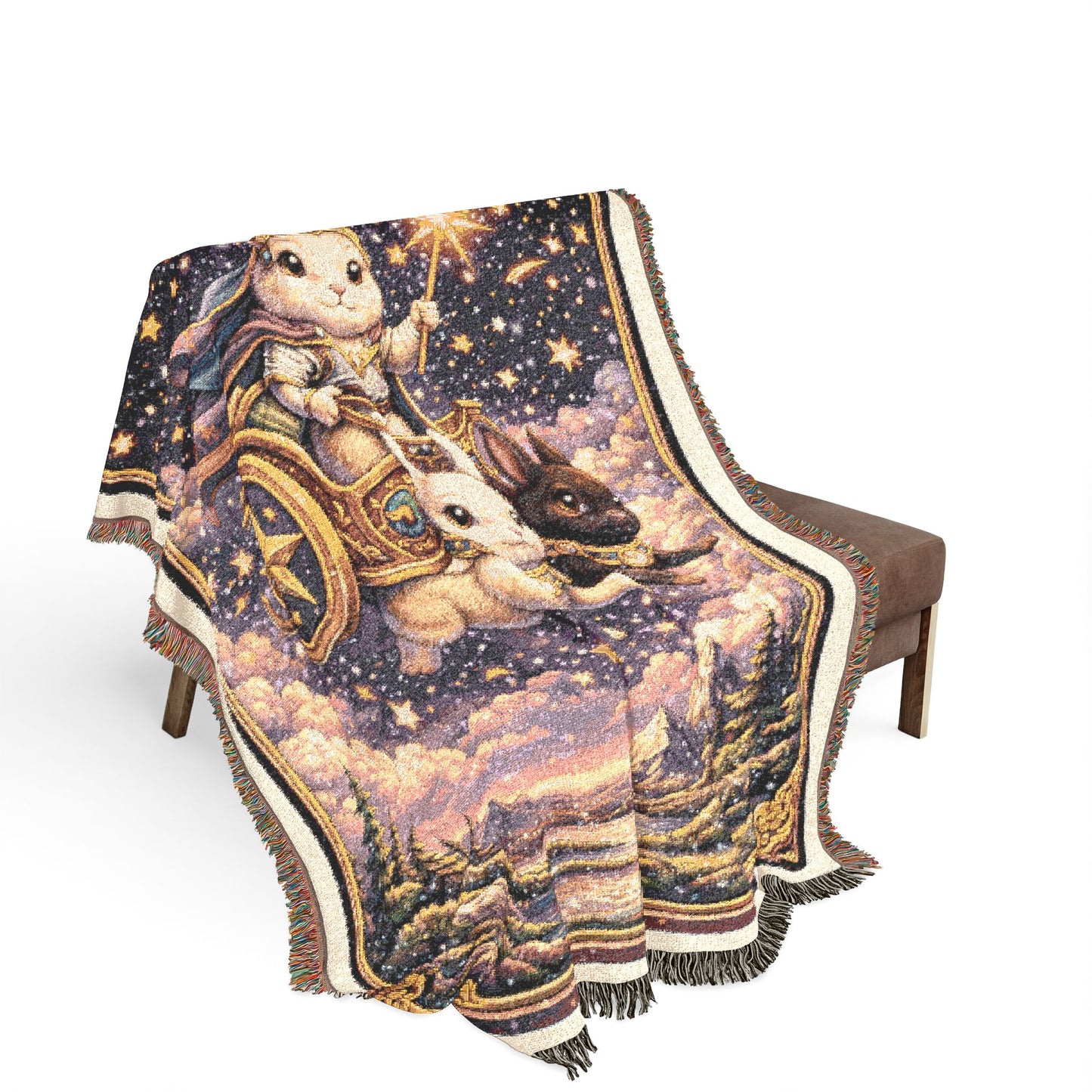 The Chariot Tarot Card Rabbit Woven Blanket/Throw - 100% Cotton