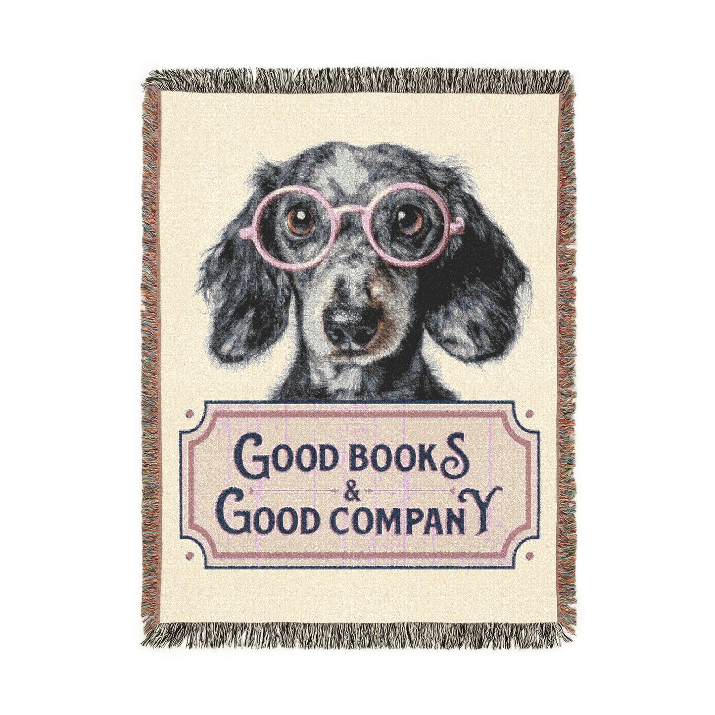 Woven Blanket — 'Good Books & Good Company' Dog Throw