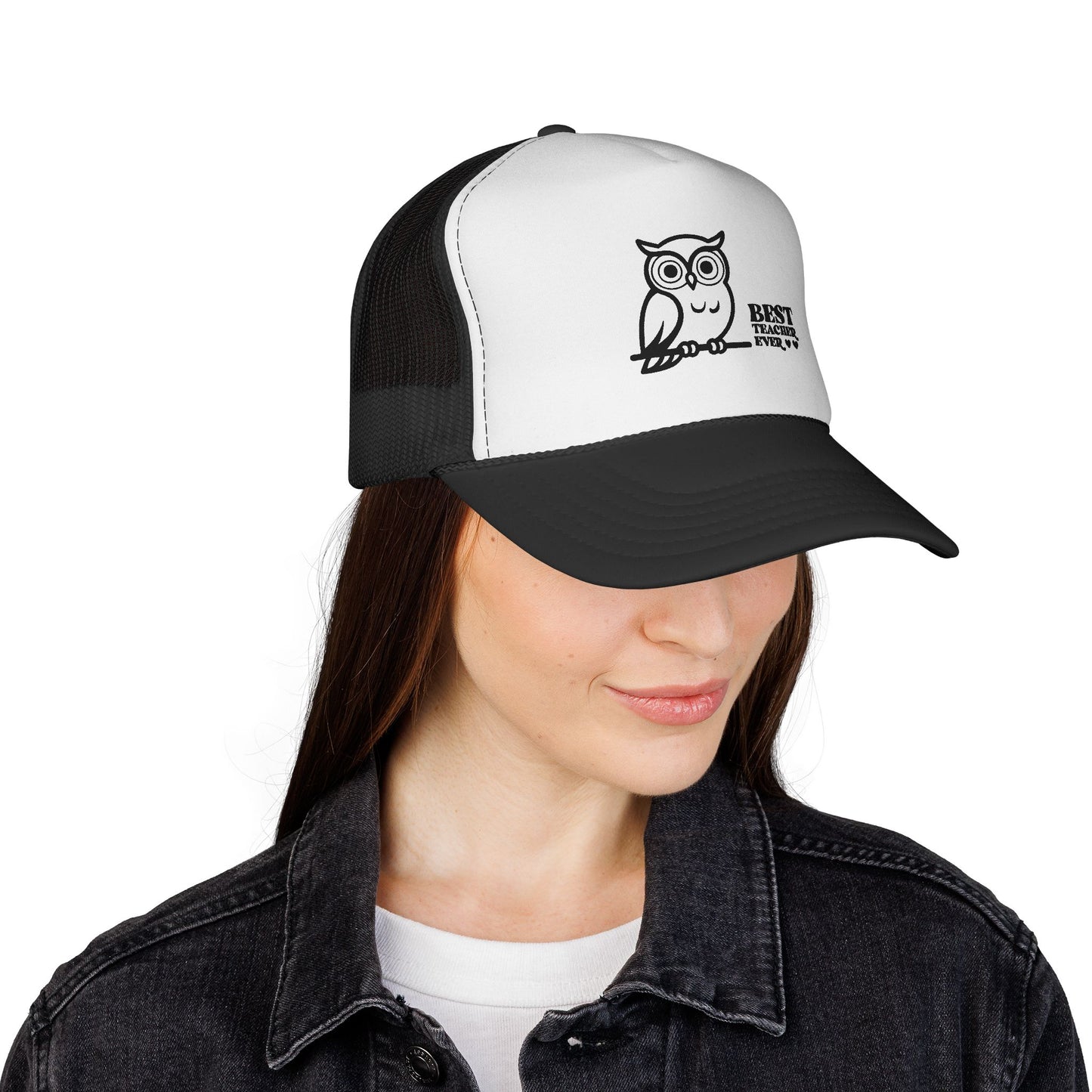 Trucker Cap — "Best Teacher Ever" Owl Embroidered Hat