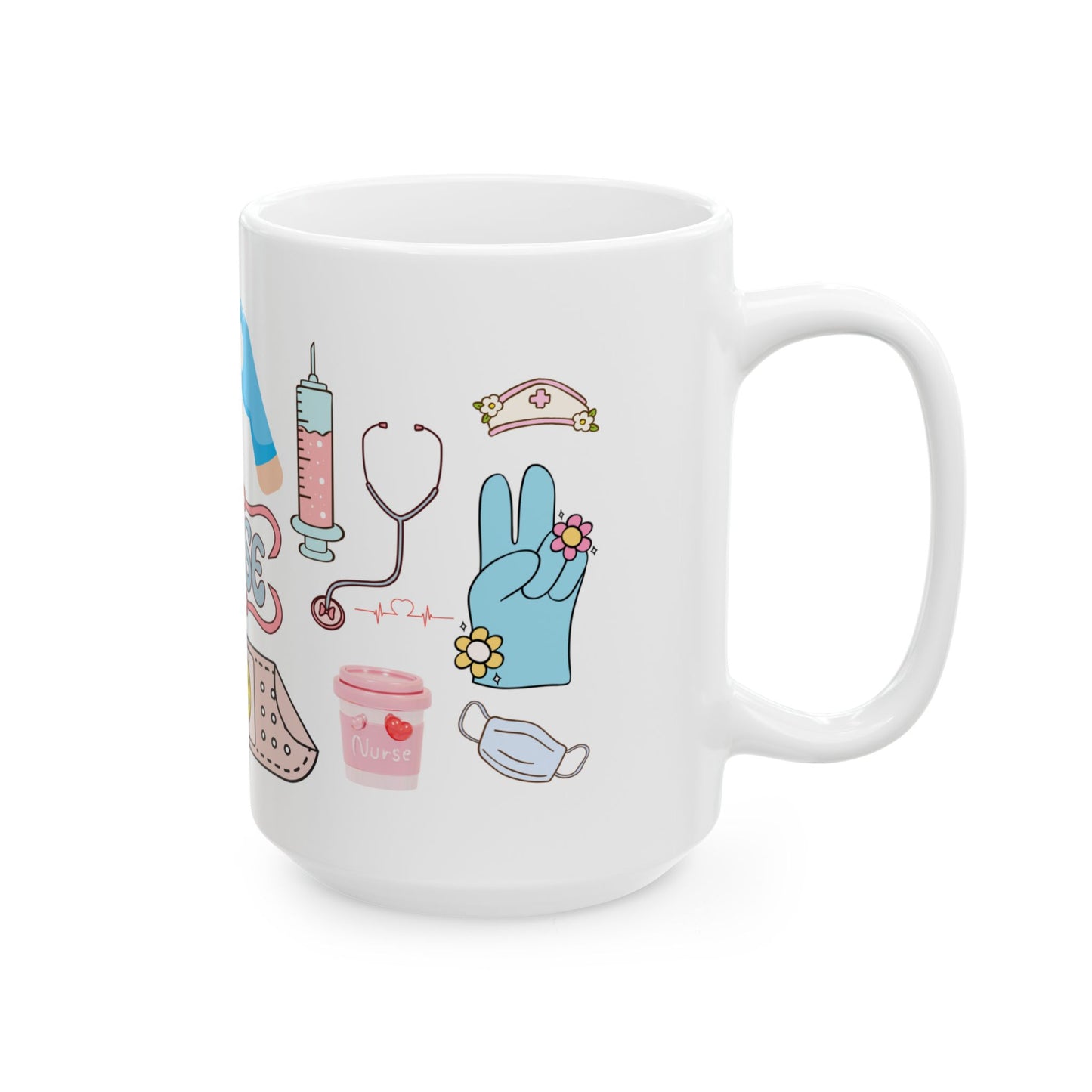 Nurse Doodle Ceramic Mug (11oz & 15oz) — Cute Medical Icons Gift