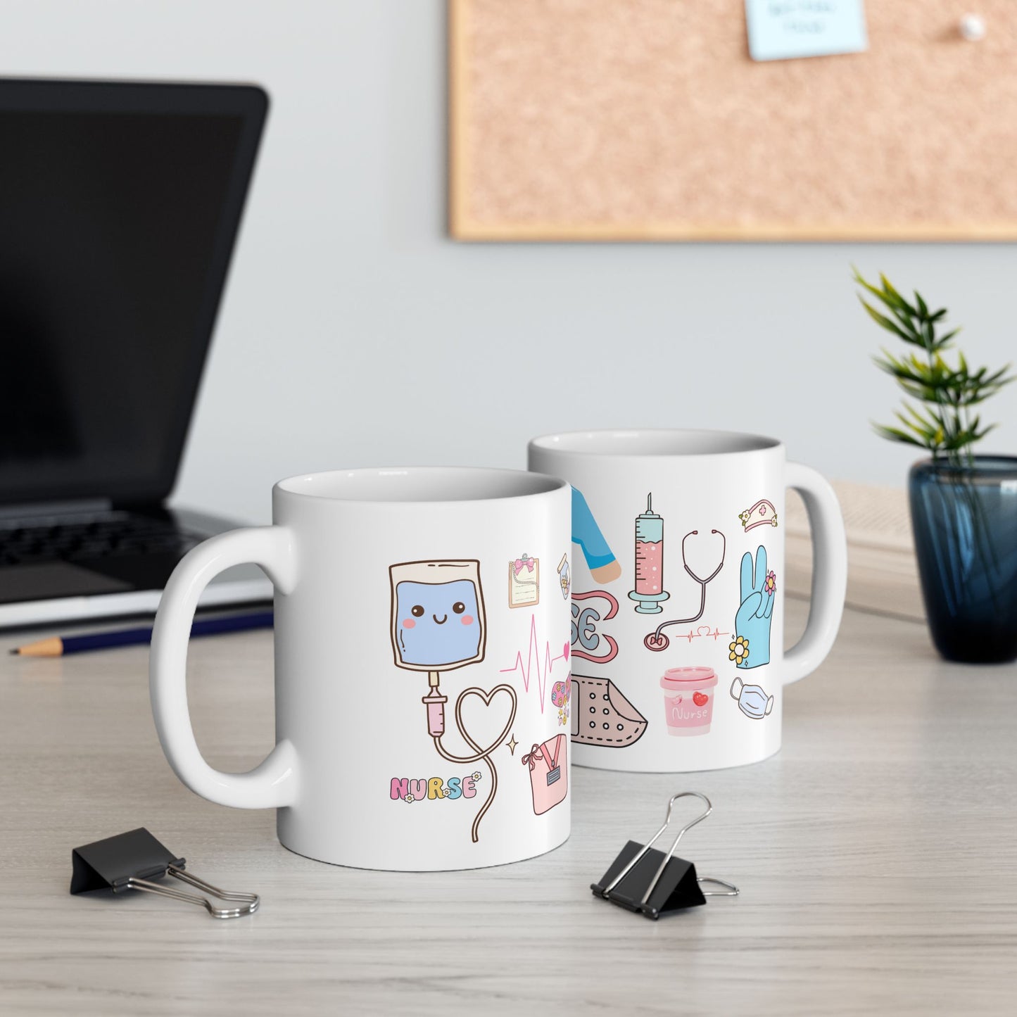 Nurse Doodle Ceramic Mug (11oz & 15oz) — Cute Medical Icons Gift
