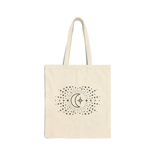 Celestial Moon & Stars Canvas Tote Bag