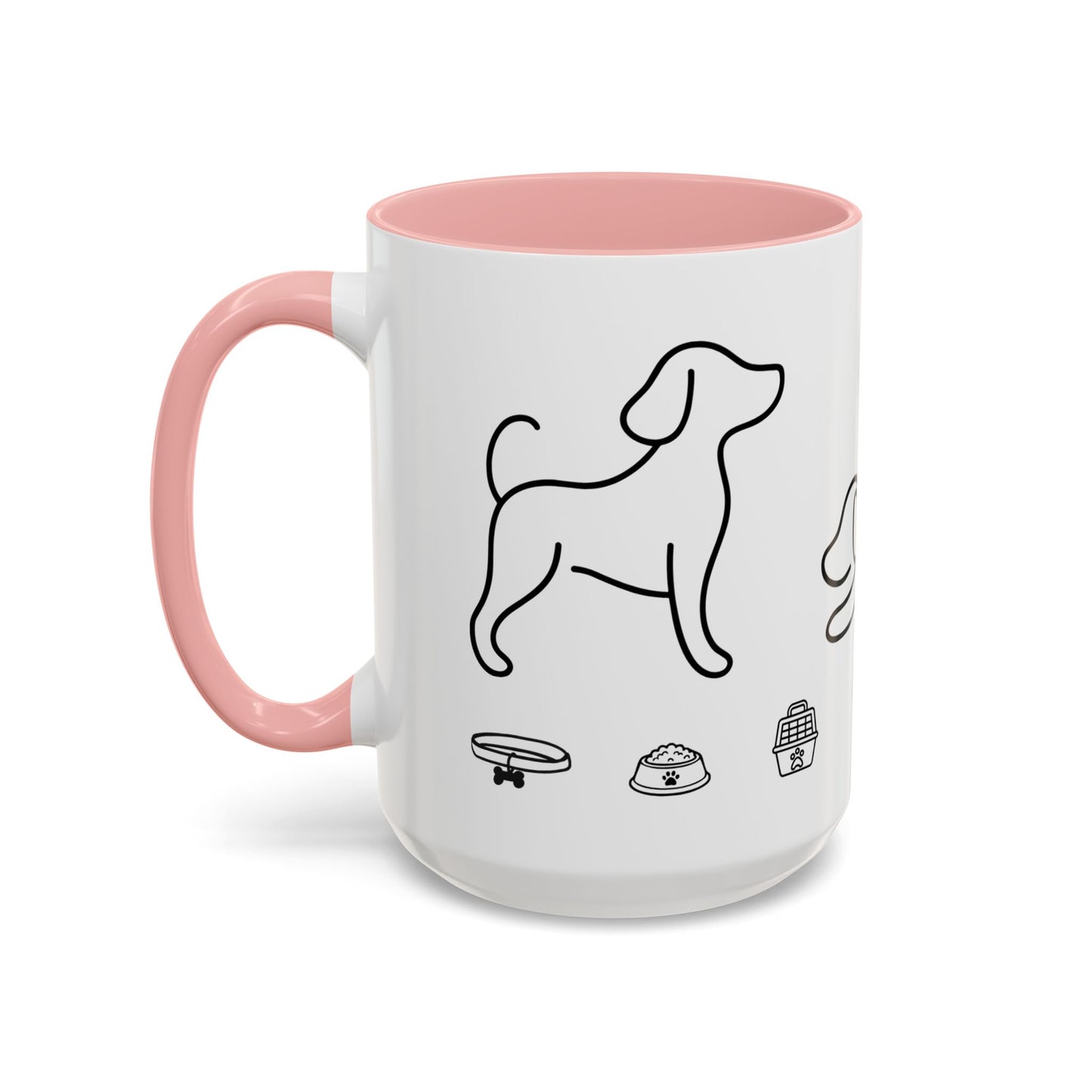 Dog Line Art Accent Coffee Mug — Minimal Paw & Pet Icons (11/15oz)