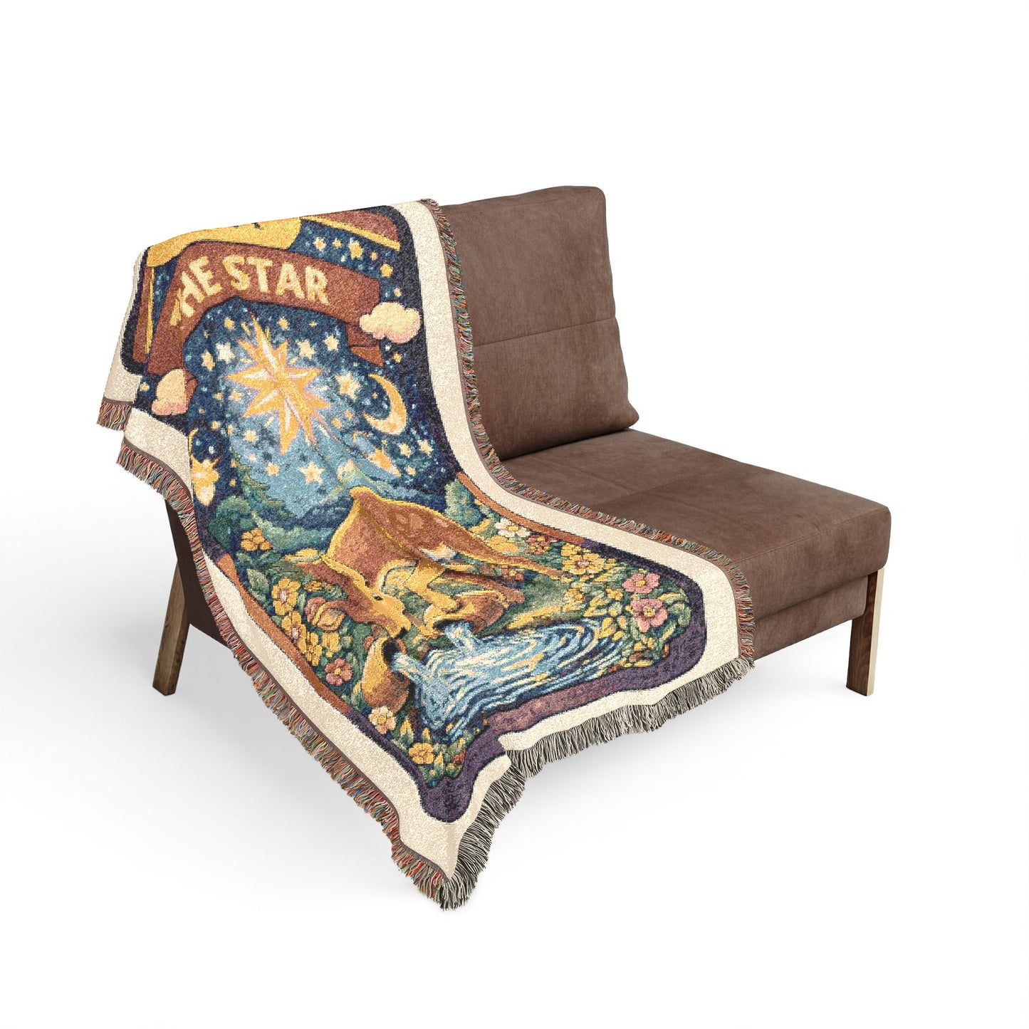 The Star Tarot Card (Deer) Woven Blanket/Throw