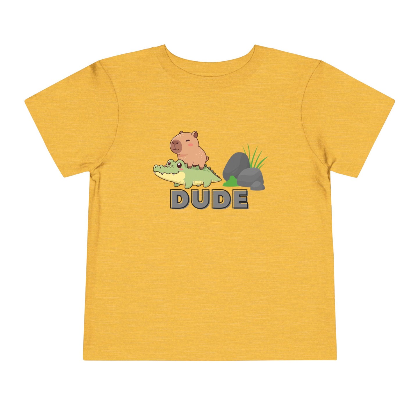 Capybara on Crocodile "DUDE" Toddler Graphic T-Shirt