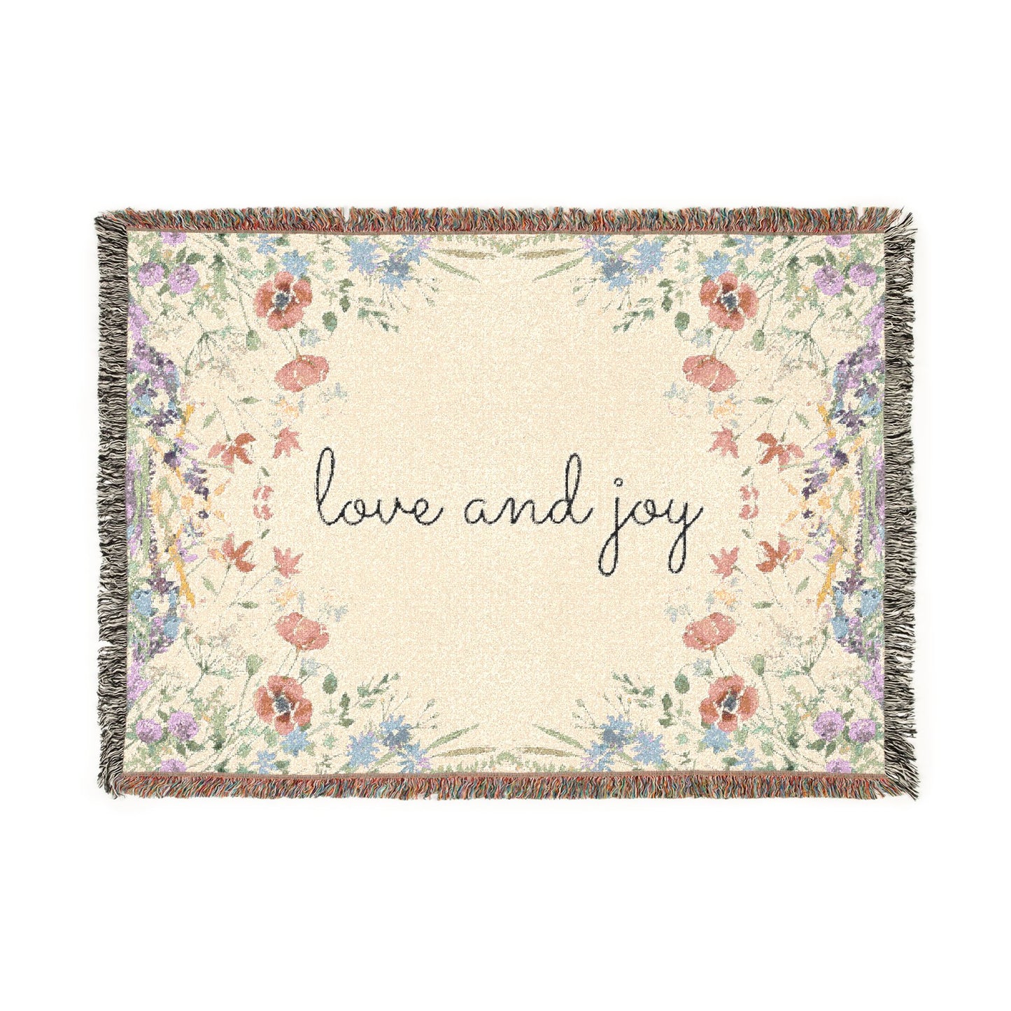 Love and Joy Floral Spring Woven Blanket