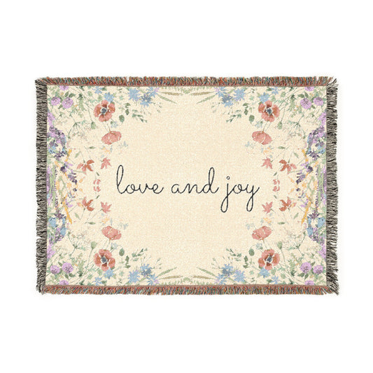 Love and Joy Floral Spring Woven Blanket