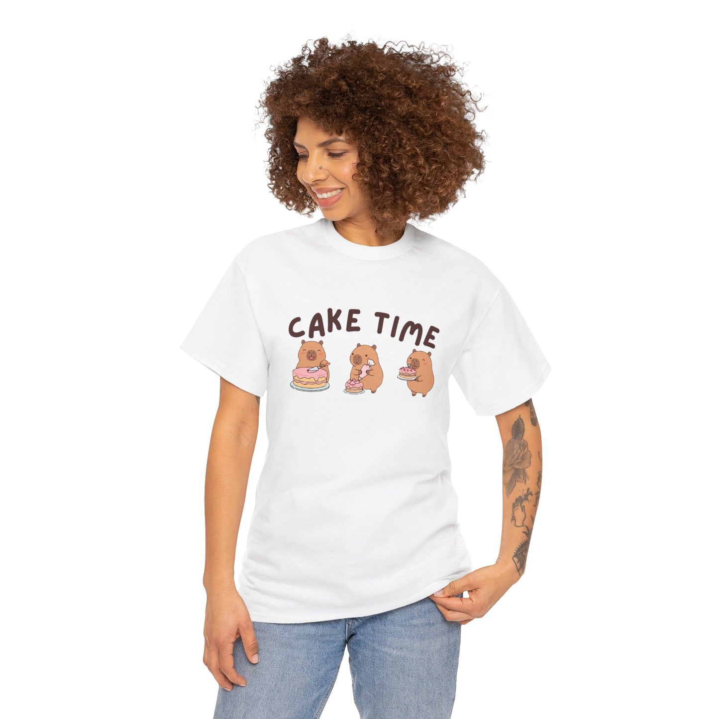 Cake Time Capybara Graphic T-Shirt