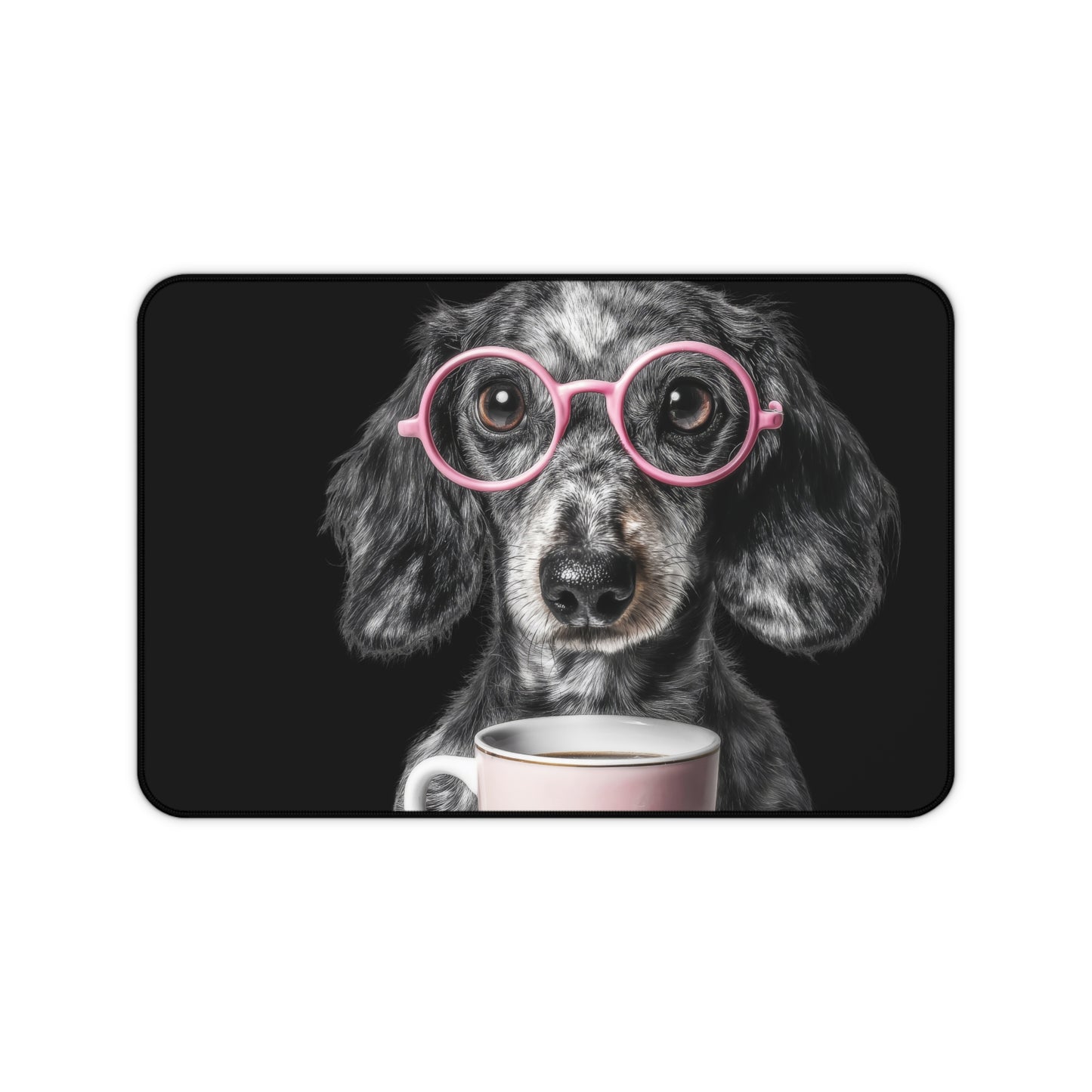 Dachshund with Pink Glasses Desk Mat/ Dog Mousepad