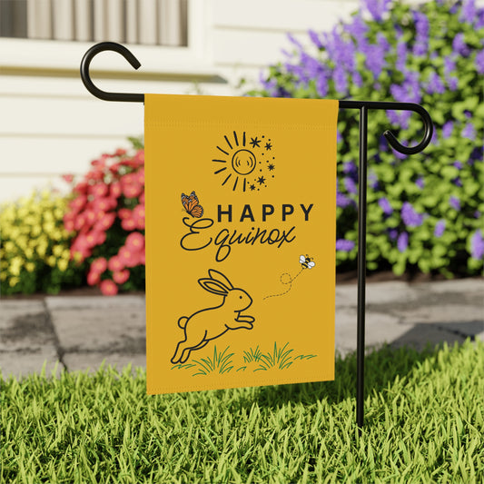 Yellow "Happy Equinox" Garden Flag/Banner