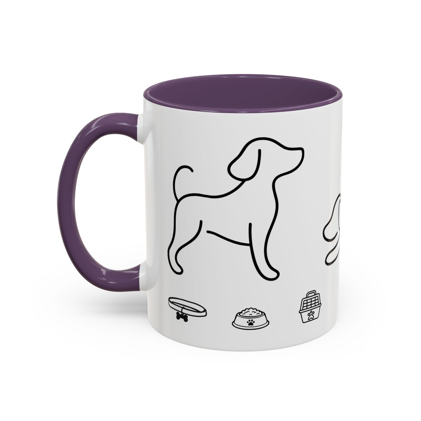 Dog Line Art Accent Coffee Mug — Minimal Paw & Pet Icons (11/15oz)