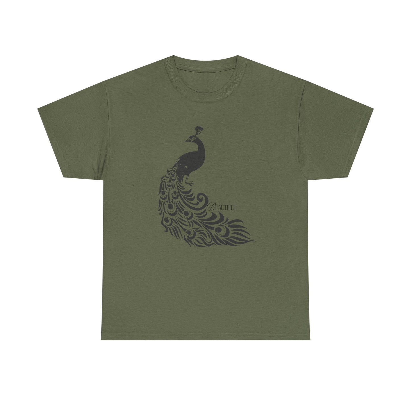 Peacock Black Feather Graphic T-Shirt