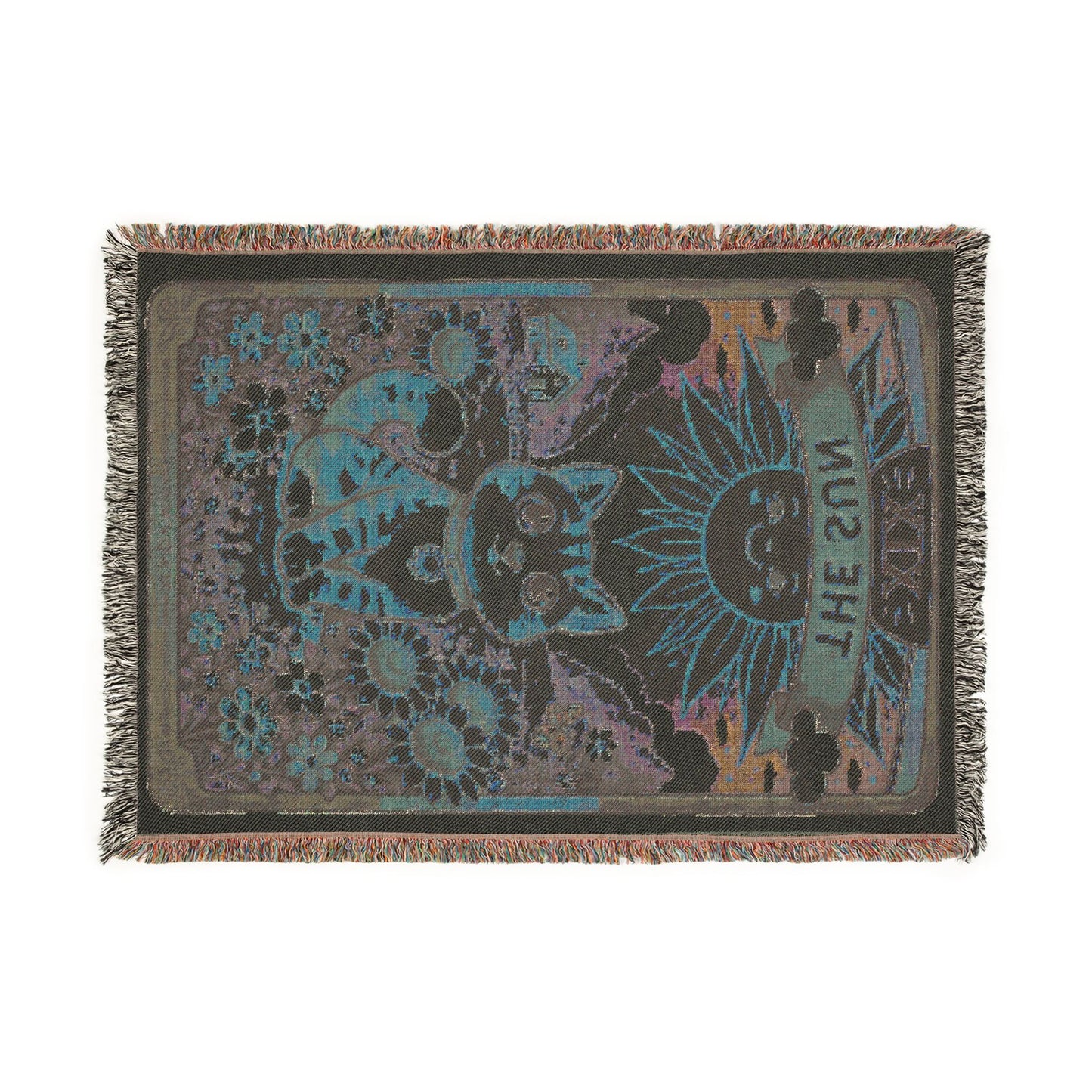The Sun Tarot Card Cat Woven Blanket or Tapestry Throw