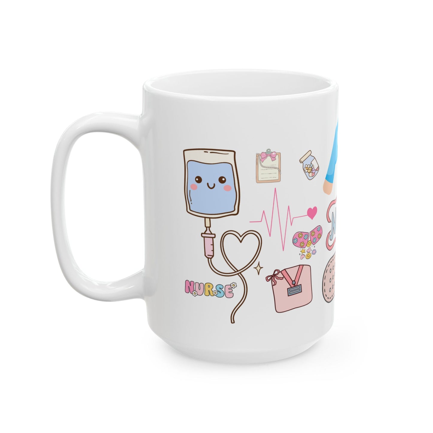 Nurse Doodle Ceramic Mug (11oz & 15oz) — Cute Medical Icons Gift