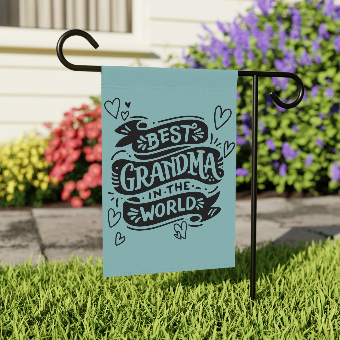 Best Grandma In The World Garden Flag - Decorative House Banner for Grandmother, Mother's Day Gift