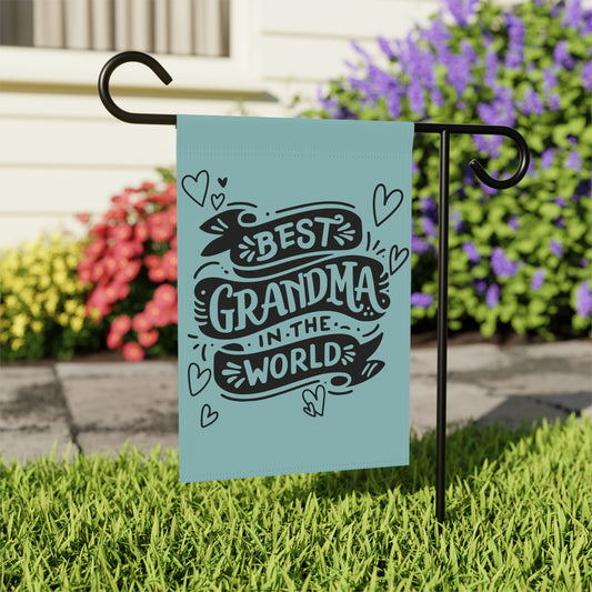 Best Grandma In The World Garden Flag - Decorative House Banner for Grandmother, Mother's Day Gift