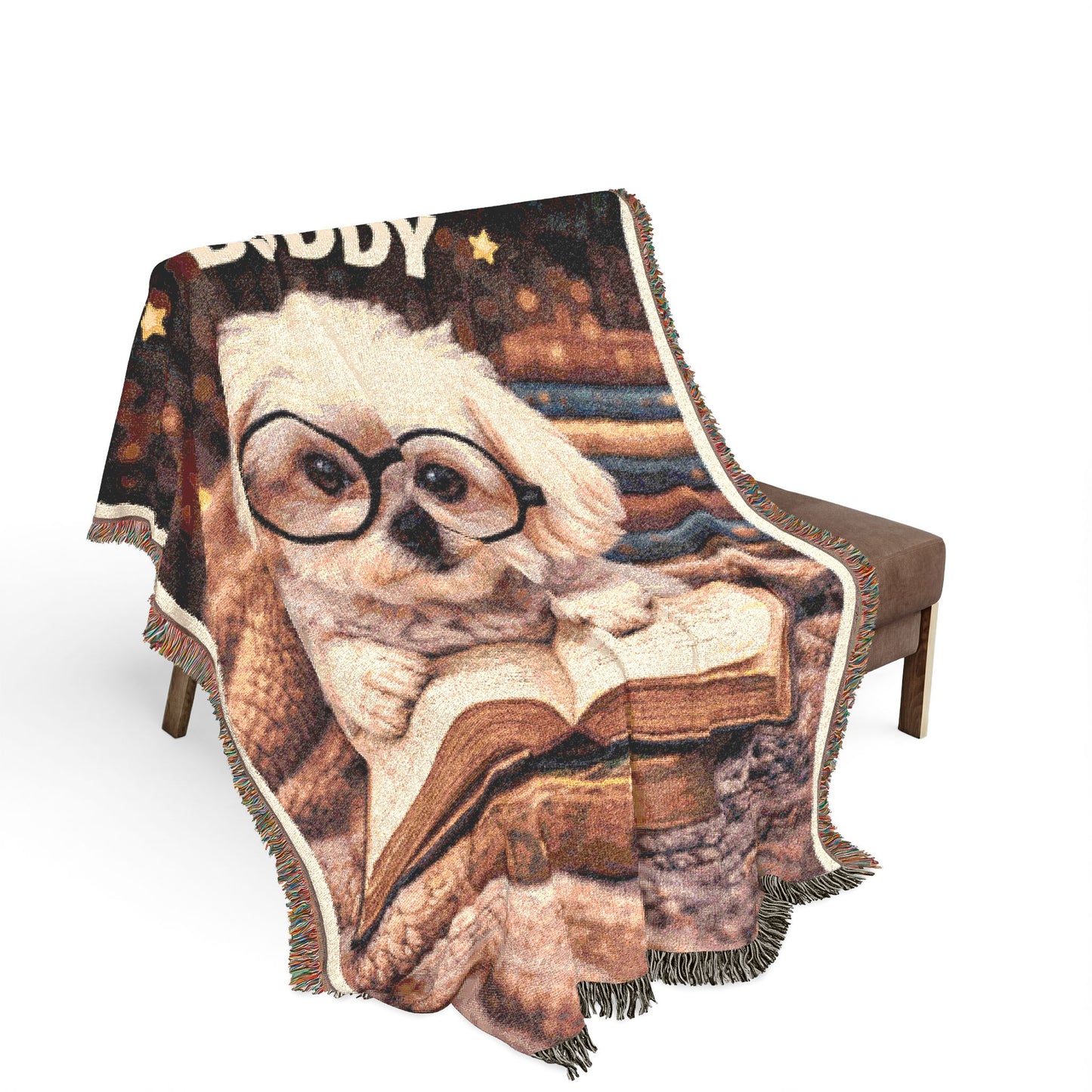 Weekend Reading Buddy Blanket — Dog Reading Throw for Book Lovers