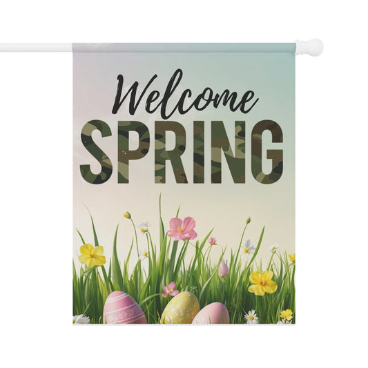 Welcome Spring Garden Banner Army Fatigue