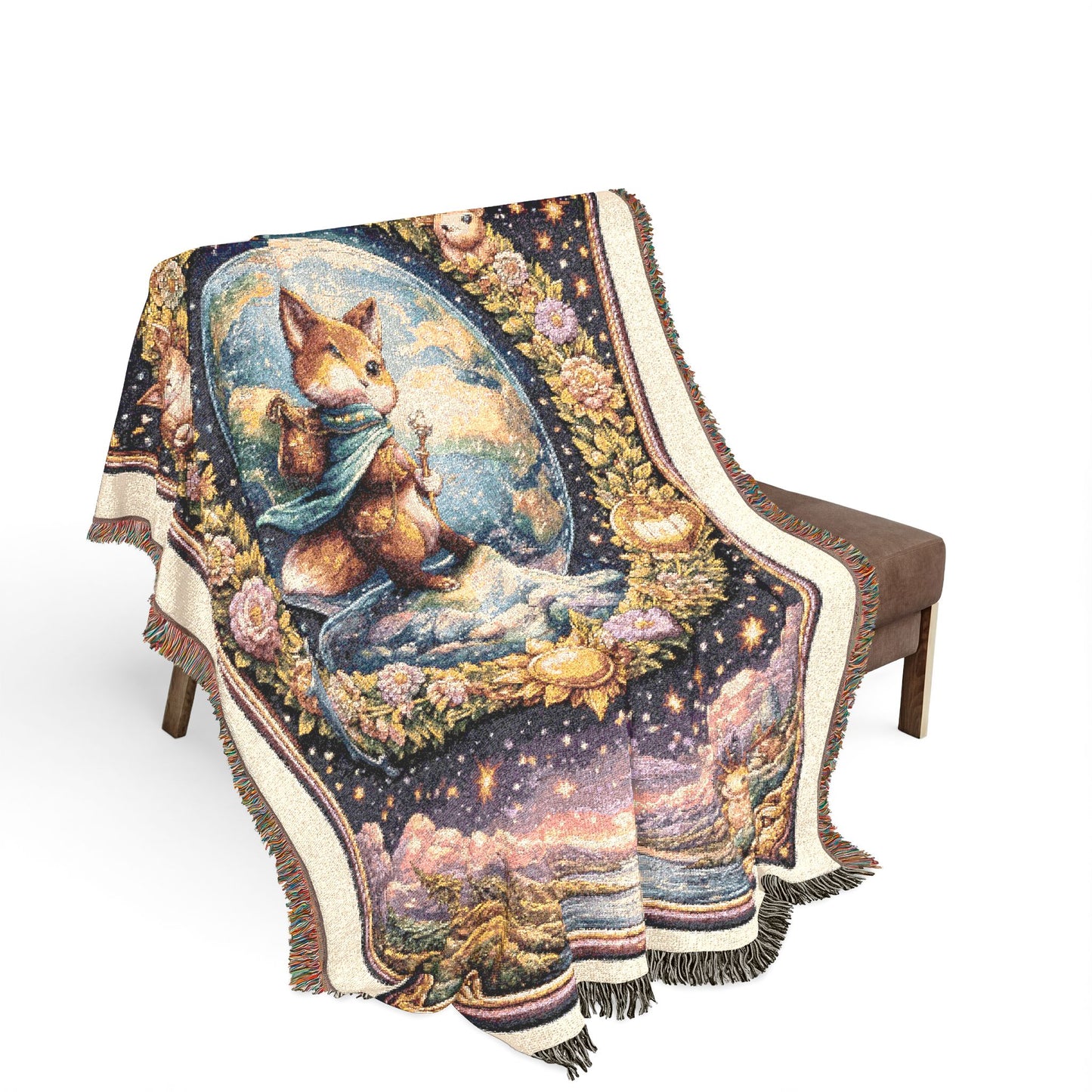 The World Tarot Card Fox Woven Blanket/Throw - 100% Cotton