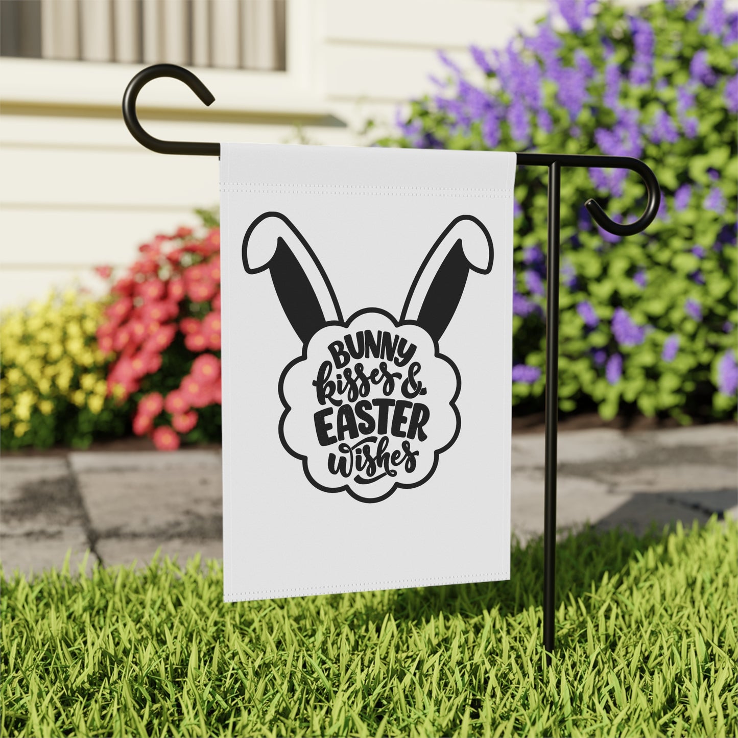 Easter Garden Flag - "Bunny Kisses & Easter Wishes" House Banner