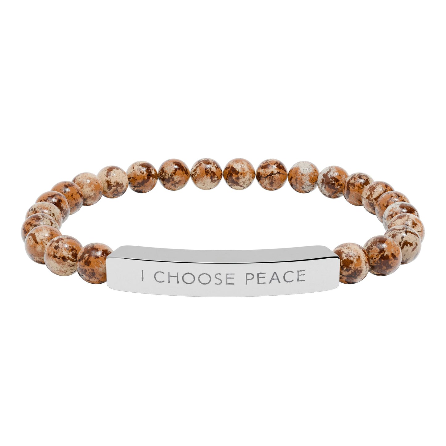 Engraved "I Choose Peace" Natural Stone Stretch Bracelet