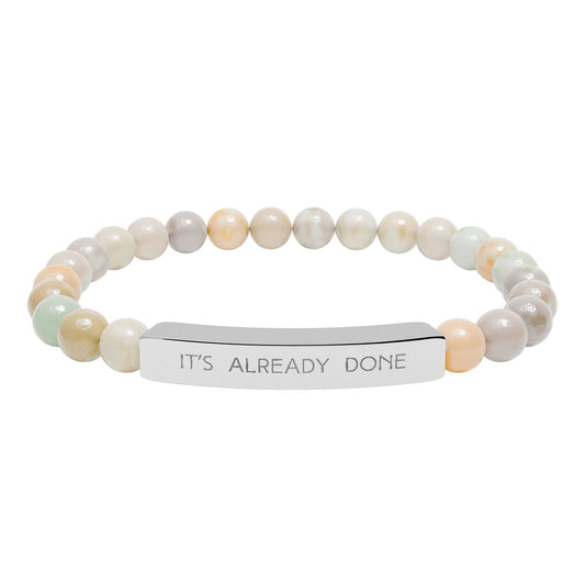 Engraved Natural Stone Bar Bracelet — “IT'S ALREADY DONE” Stretch Beaded Bracelet | Graduation | Promotion Gift