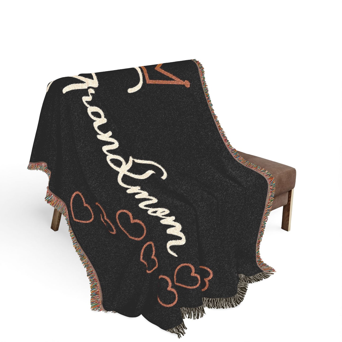 Grandmom Crown Woven Blanket/Throw with Hearts | Mother's Day Gift