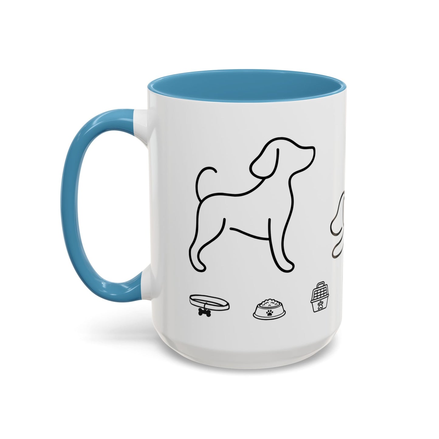 Dog Line Art Accent Coffee Mug — Minimal Paw & Pet Icons (11/15oz)