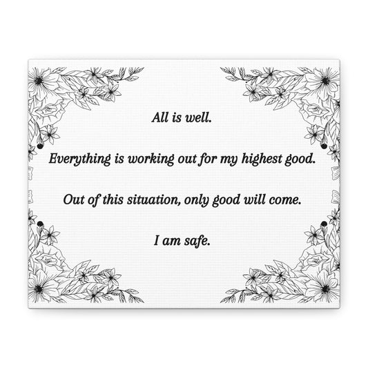 Affirmation Canvas Wall Art — "All is well."
