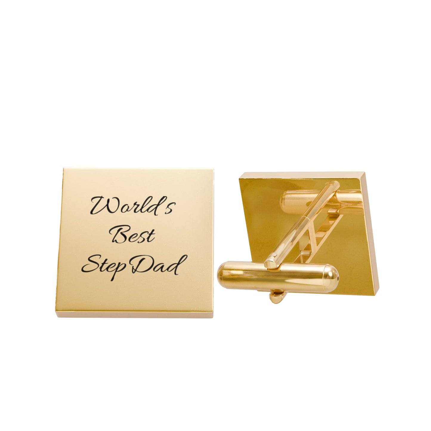 "World's Best StepDad" Cufflinks — Engraved Square Father's Day Gift | Wedding Gift