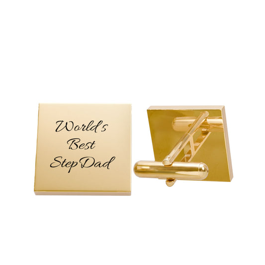 "World's Best StepDad" Cufflinks — Engraved Square Father's Day Gift | Wedding Gift