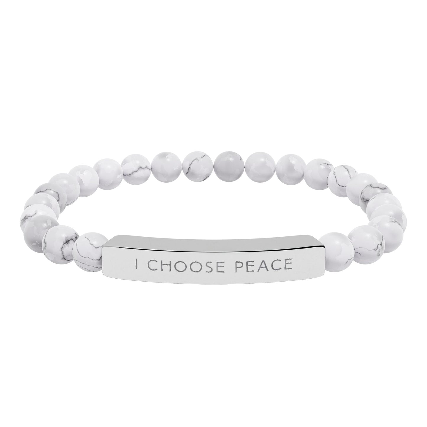 Engraved "I Choose Peace" Natural Stone Stretch Bracelet