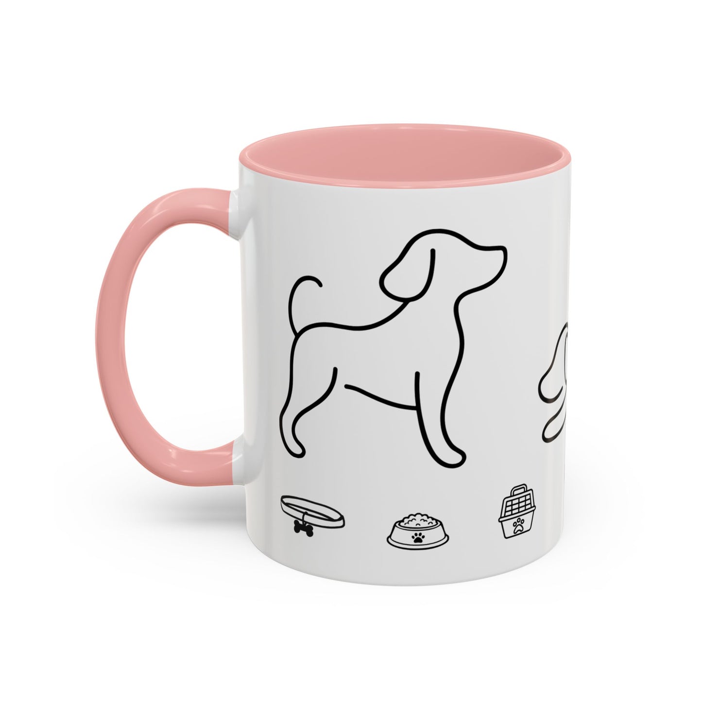 Dog Line Art Accent Coffee Mug — Minimal Paw & Pet Icons (11/15oz)