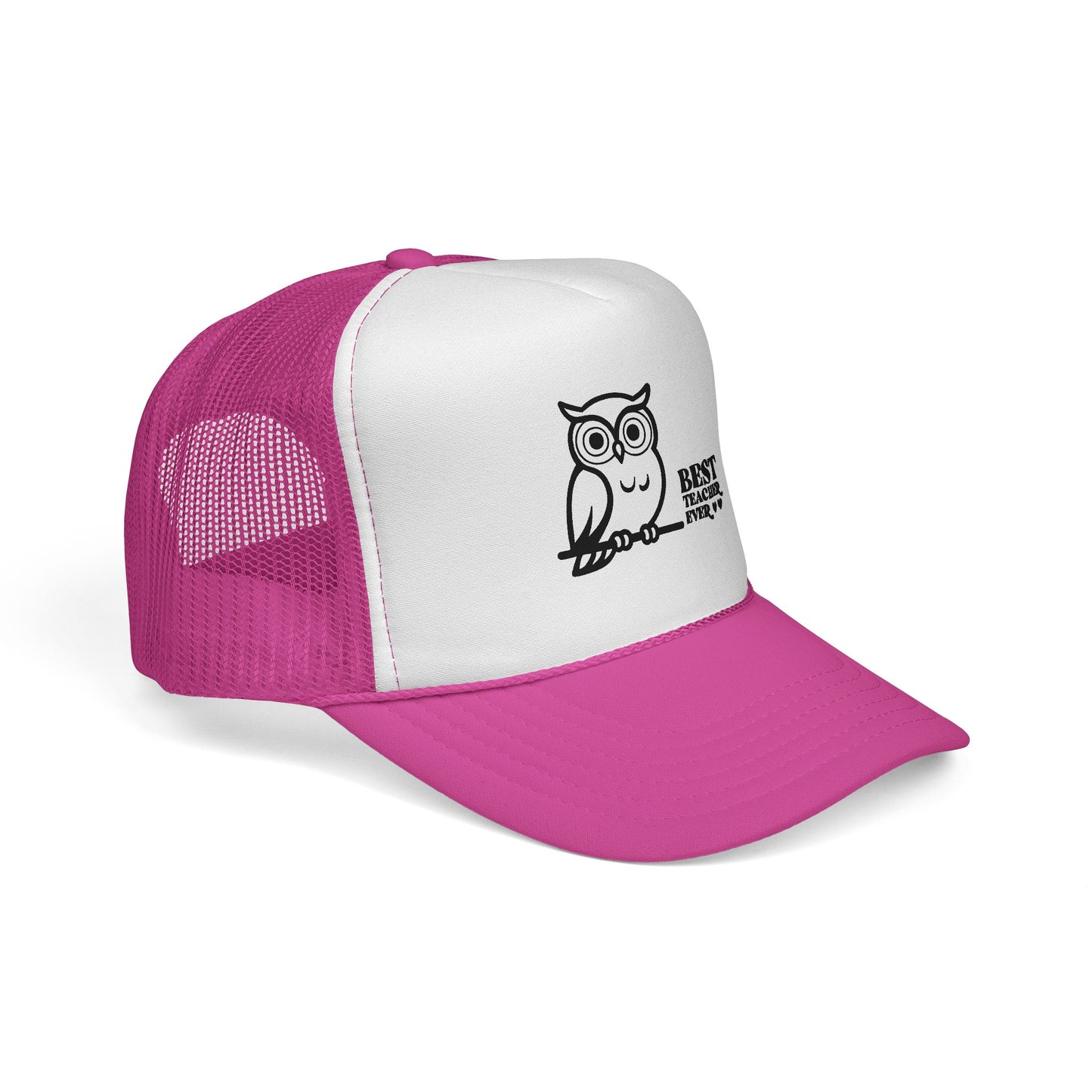 Trucker Cap — "Best Teacher Ever" Owl Embroidered Hat