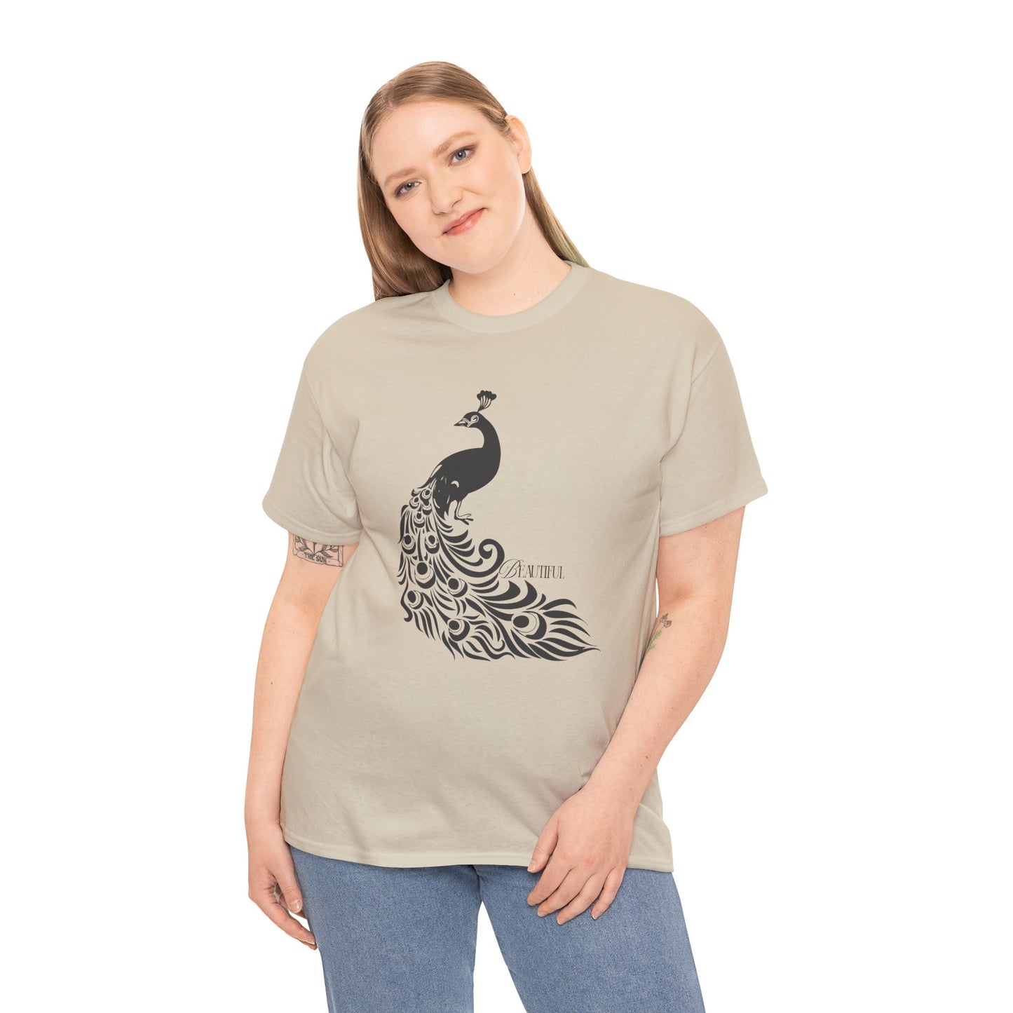 Peacock Black Feather Graphic T-Shirt