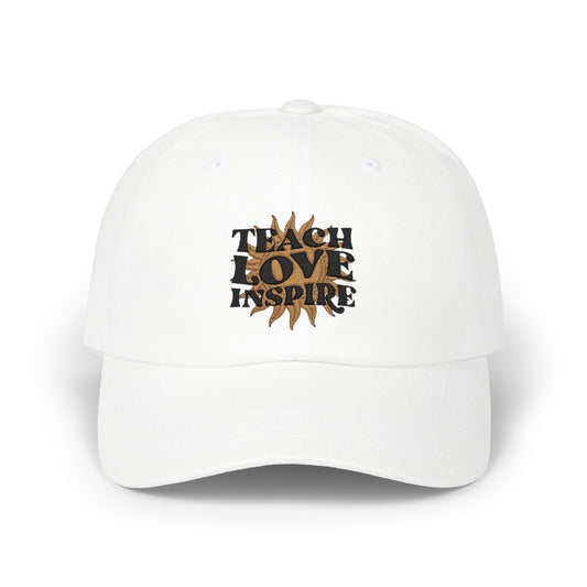 'Teach Love Inspire' White Embroidered Graphic Hat