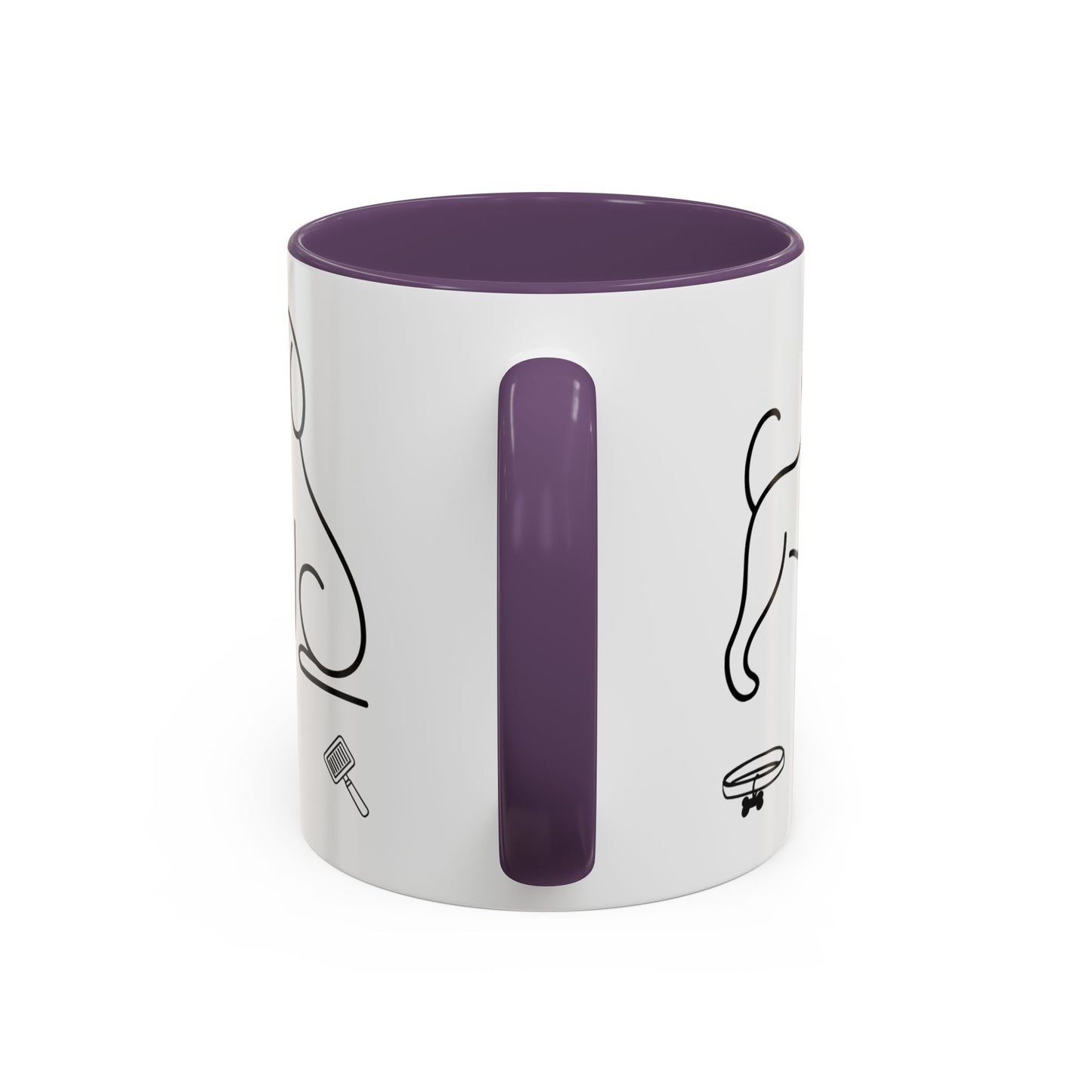 Dog Line Art Accent Coffee Mug — Minimal Paw & Pet Icons (11/15oz)