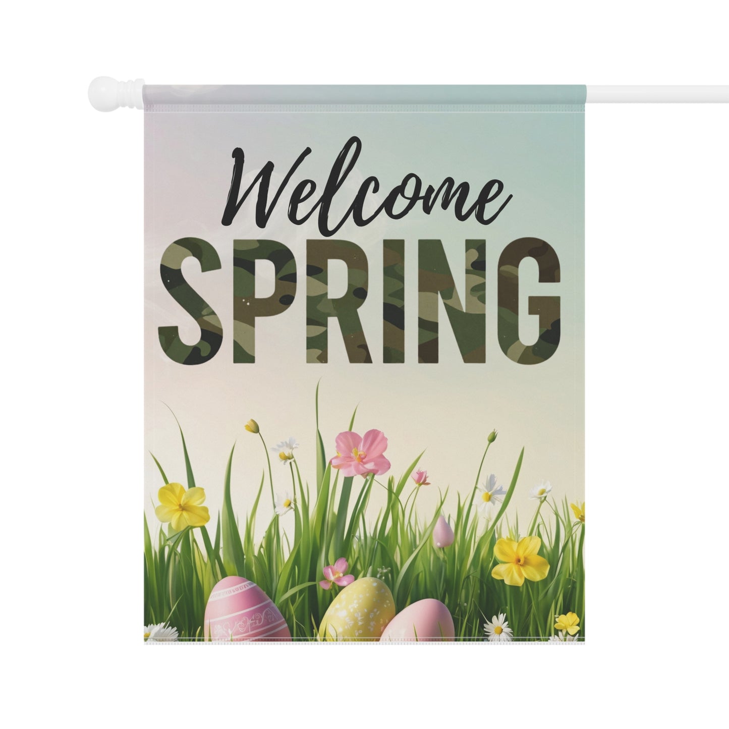 Welcome Spring Garden Banner Army Fatigue