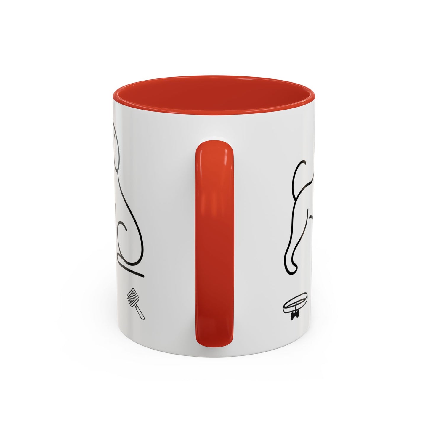 Dog Line Art Accent Coffee Mug — Minimal Paw & Pet Icons (11/15oz)