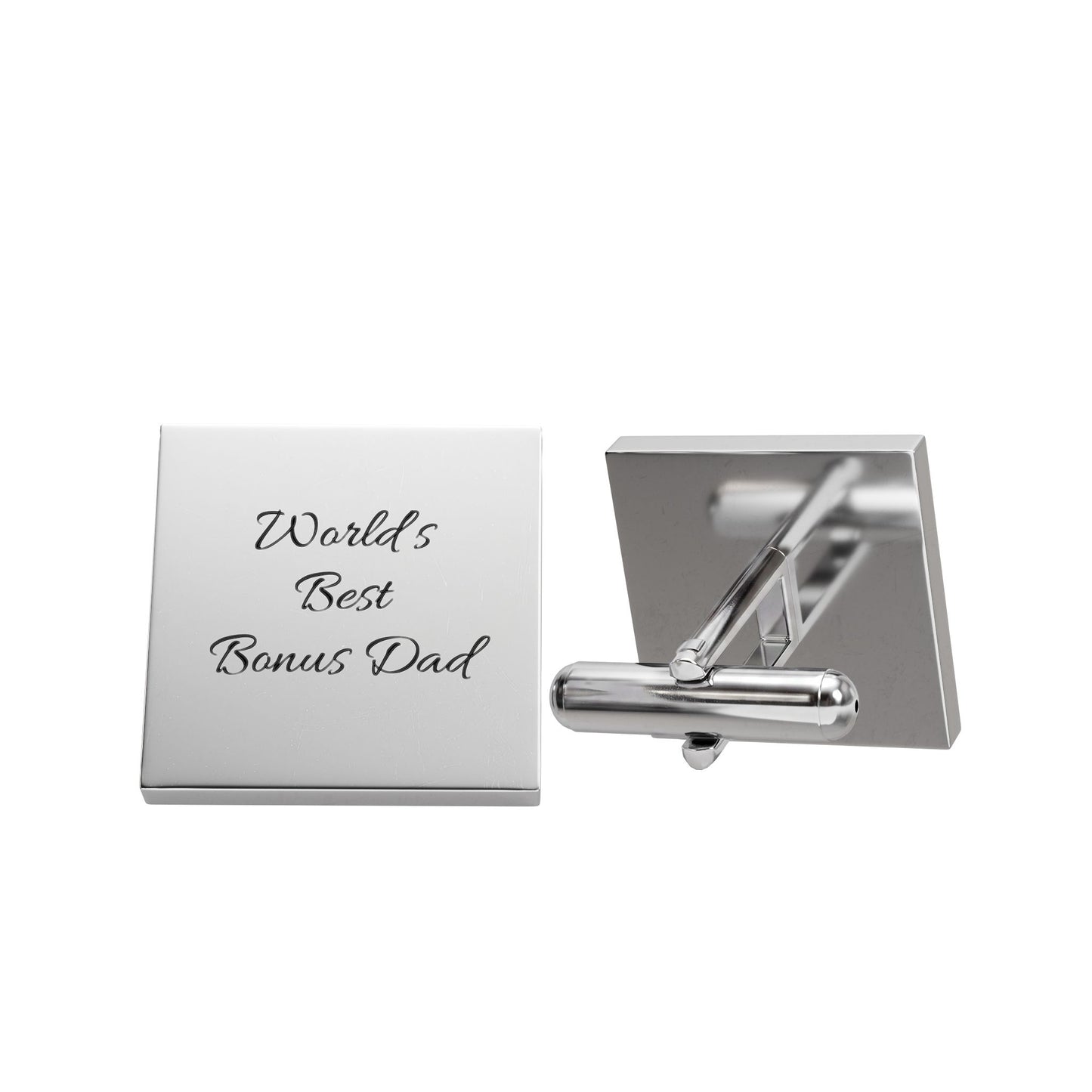 Square Cufflinks — 'World's Best Bonus Dad' Engraved Gift | Father's Day | Wedding