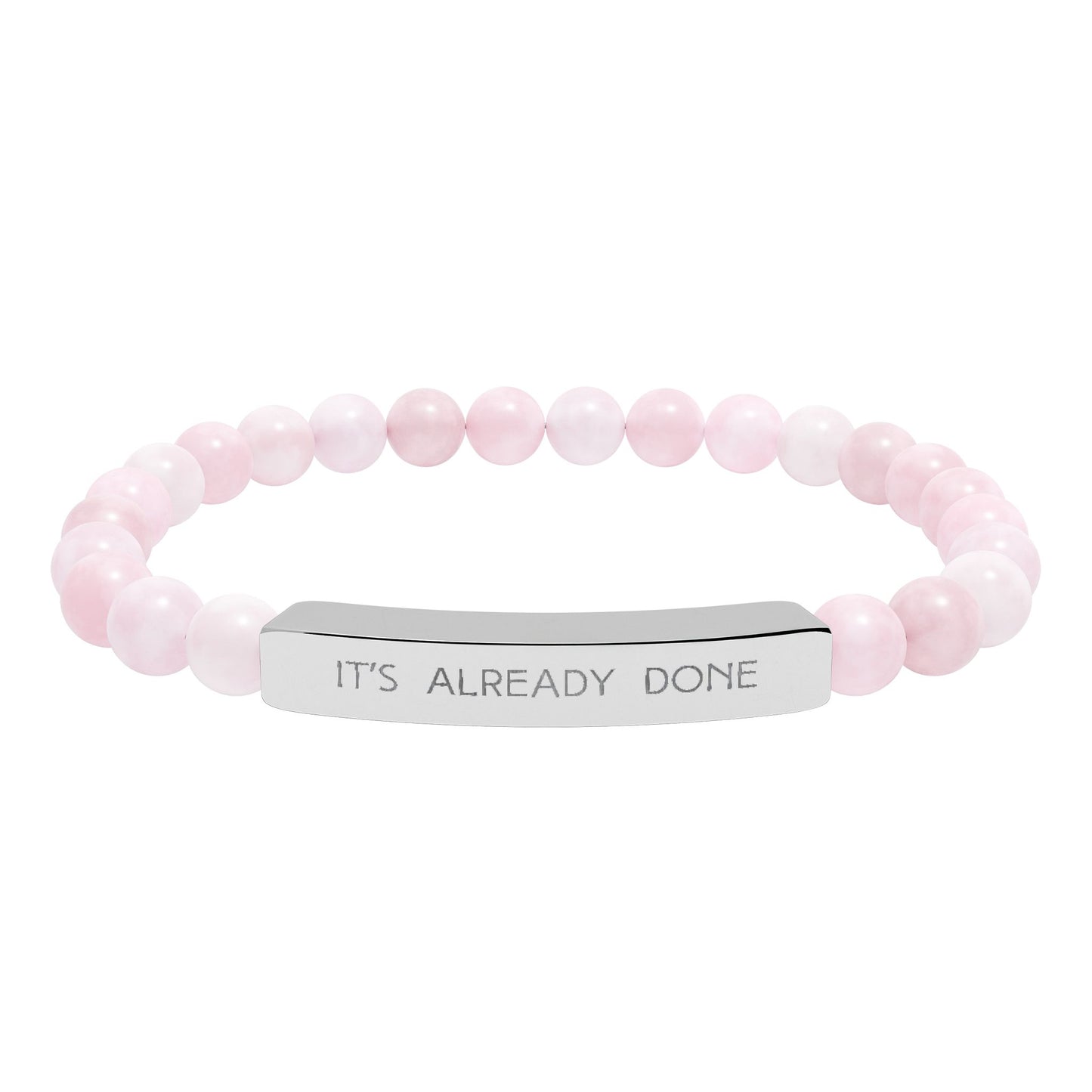 Engraved Natural Stone Bar Bracelet — “IT'S ALREADY DONE” Stretch Beaded Bracelet | Graduation | Promotion Gift