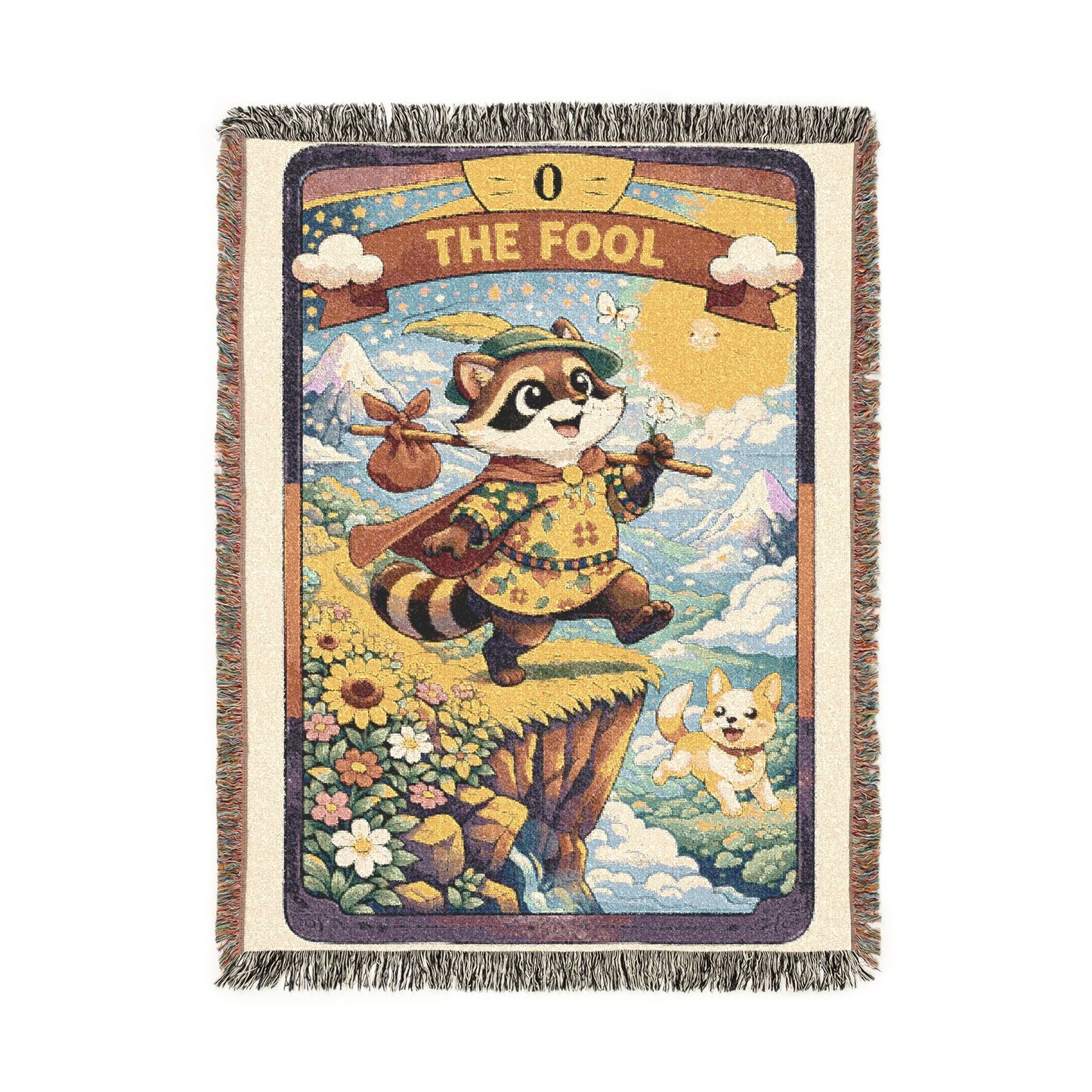 The Fool (Raccoon)Tarot Card Blanket/Throw - 100% Cotton