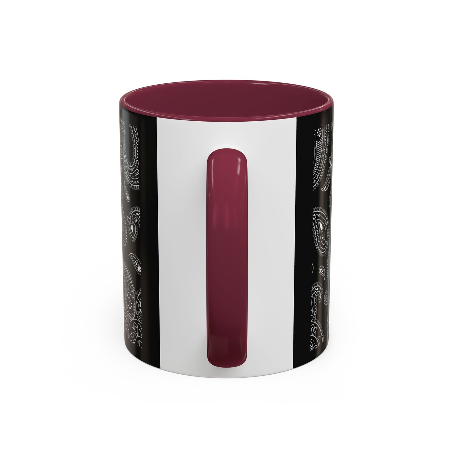 Black Paisley Ceramic Mug — 11oz & 15oz Stylish Pattern