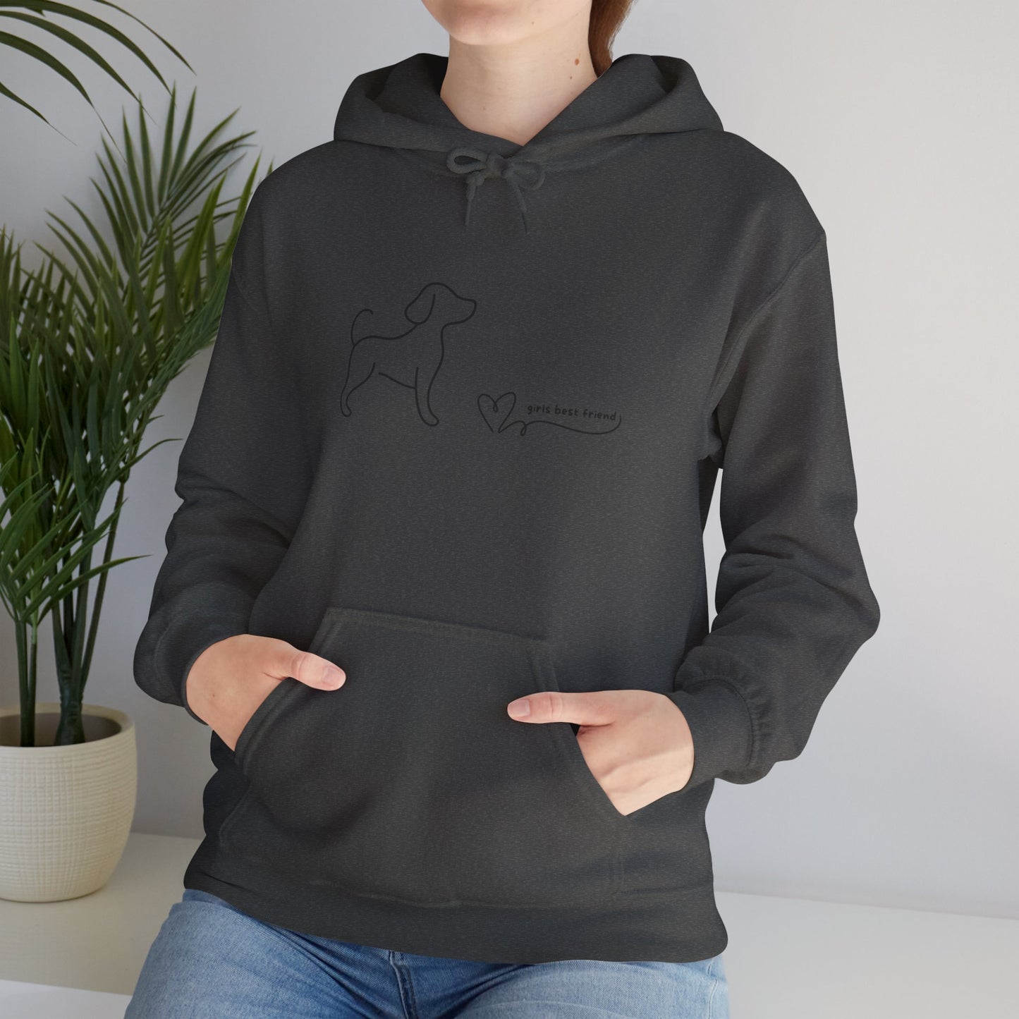 Dog Line Art Hoodie – 'Girls Best Friend' Minimalist Pet Lover Sweatshirt