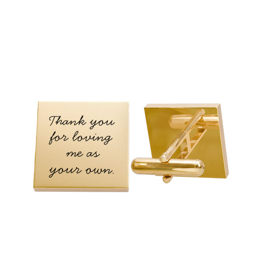 Square Cufflinks — Engraved “Thank You for Loving Me.” | Stepfather Gift | Wedding Gift