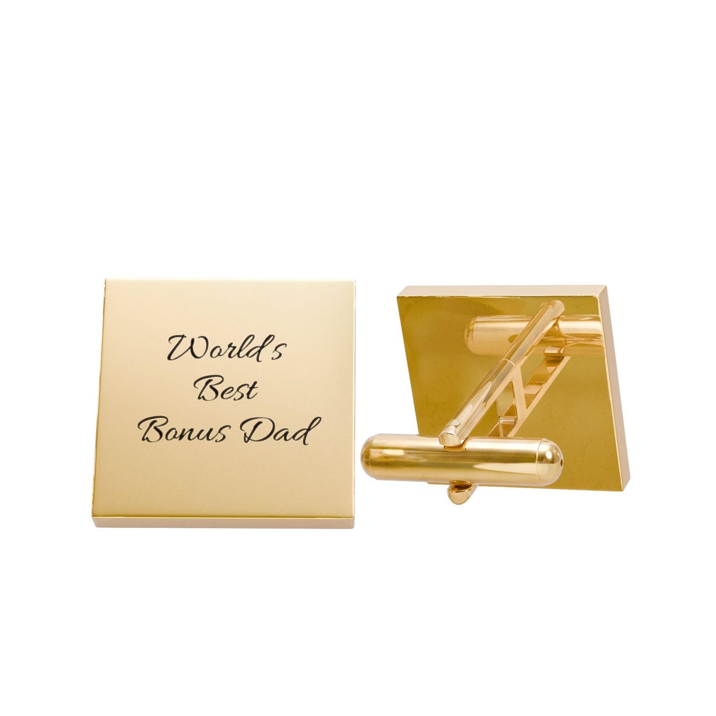 Square Cufflinks — 'World's Best Bonus Dad' Engraved Gift | Father's Day | Wedding