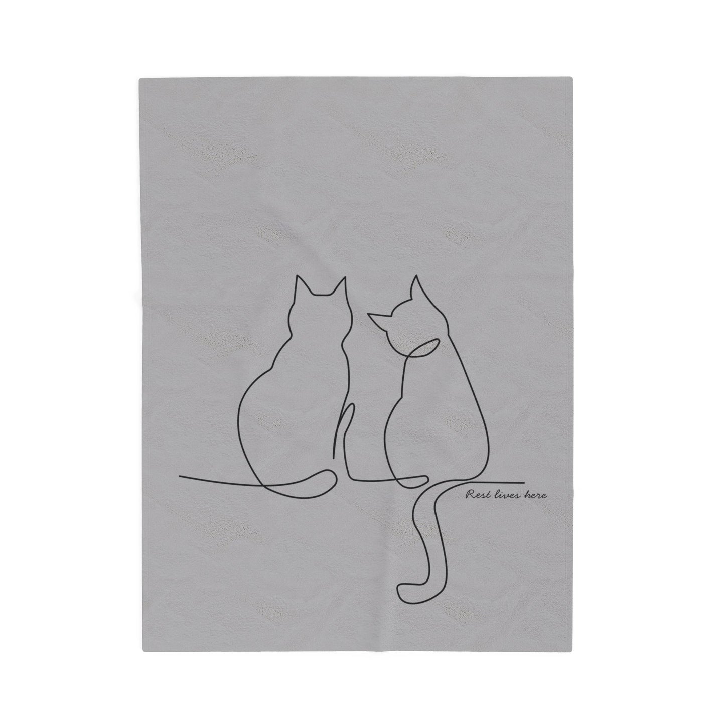 Velveteen Plush Blanket — Minimal Line Art Cat Throw for Cat Lovers