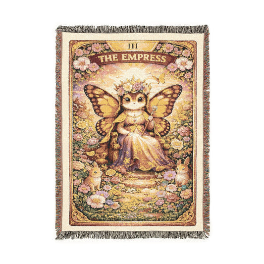 Empress Tarot Card Butterfly Woven Blanket/Throw